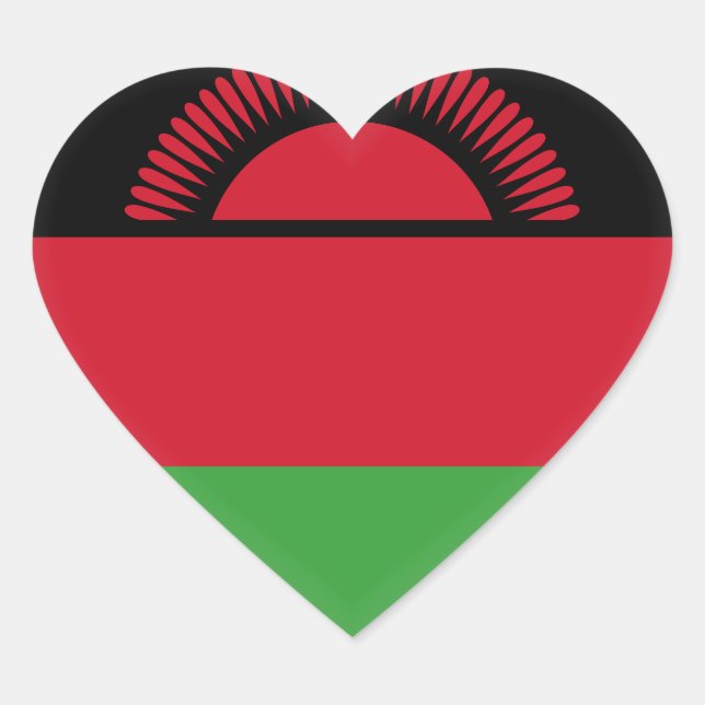 Malawi Flag Heart Sticker (Front)