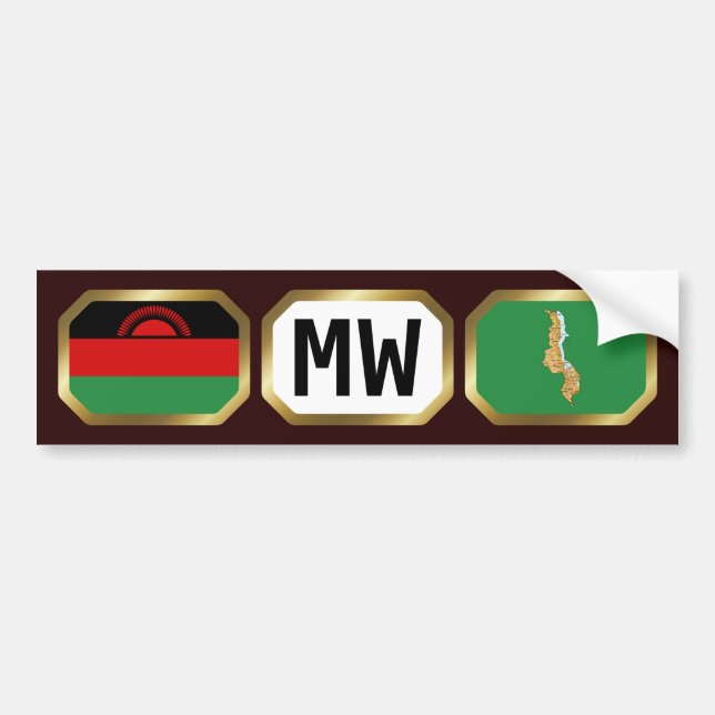 Malawi Flag Map Code Bumper Sticker (Front)