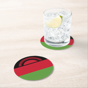 Malawi flag round paper coaster