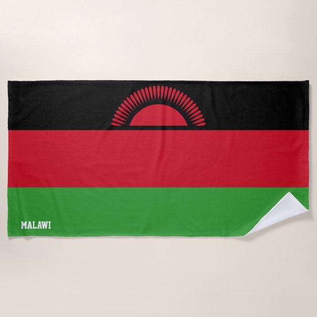 Malawi Flag Splendid Patriotic Beach Towel (Front)