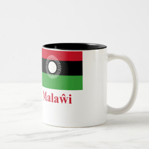 Malawi Flag with Name in Chewa Two-Tone Coffee Mug