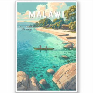 Malawi Illustration Travel Art Vintage