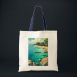 Malawi Illustration Travel Art Vintage Tote Bag<br><div class="desc">Malawi retro vector travel design. Malawi,  known as the “Warm Heart of Africa, ” offers stunning natural beauty from the crystal-clear waters of Lake Malawi to the wildlife-rich plains of Liwonde National Park and the towering peaks of Mount Mulanje.</div>