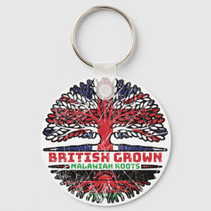Malawi Malavian Uk United Kingdom British Tree Key Ring