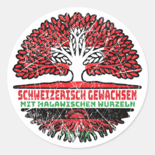 Malawi Malawisch Schweizer Schweiz Baum Wurzel Classic Round Sticker