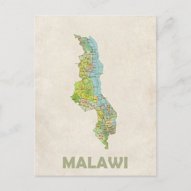 Malawi map postcard (Front)