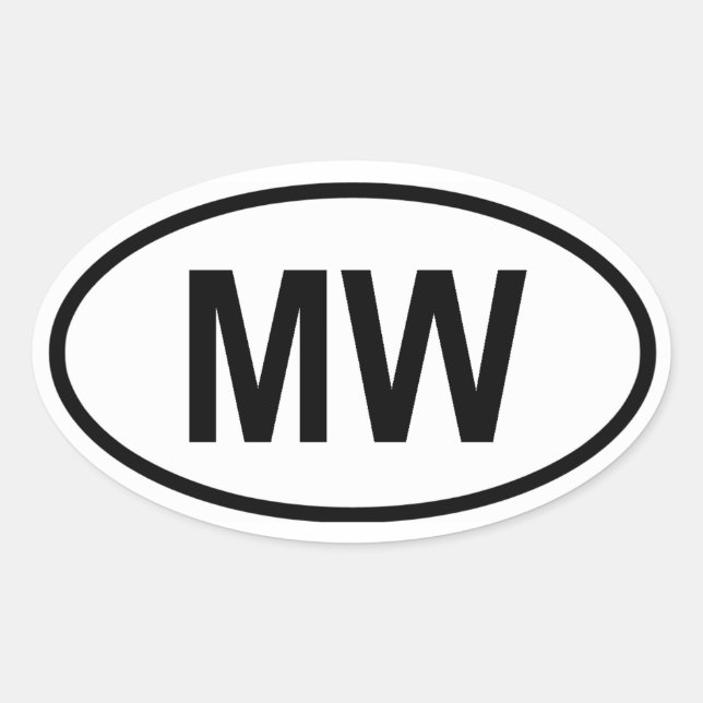 Malawi "MW" Oval Sticker (Front)
