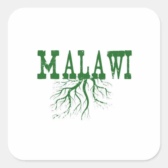 Malawi Roots Green Word Art Square Sticker (Front)