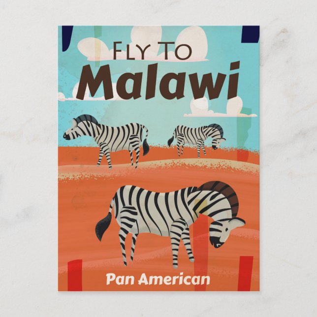 Malawi vintage travel poster postcard (Front)