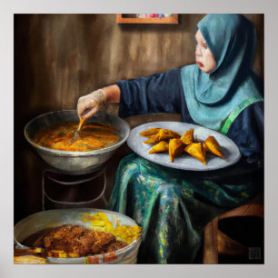 Malay Woman Making Curry Puffs - Canvas Art Print