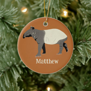 Malayan or Asian Tapir Personalised Dated Ceramic Ornament