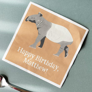 Malayan or Asian Tapir Personalized Party Napkin