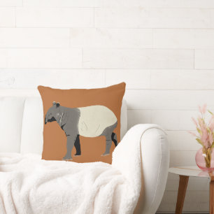 Malayan Tapir Animal Graphic Cinnamon Orange Cushion