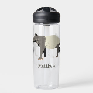 Malayan Tapir Animal Illustration Personalised Water Bottle
