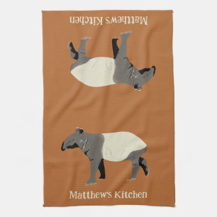 Malayan Tapir Custom Cinnamon Orange Tea Towel