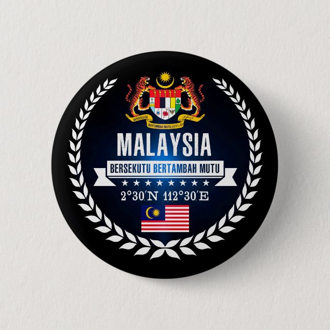 Malaysia 6 Cm Round Badge (Front)