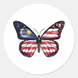 Malaysia butterfly monarch flag classic round sticker