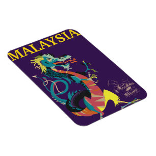 Malaysia Dragon vintage style travel poster Magnet