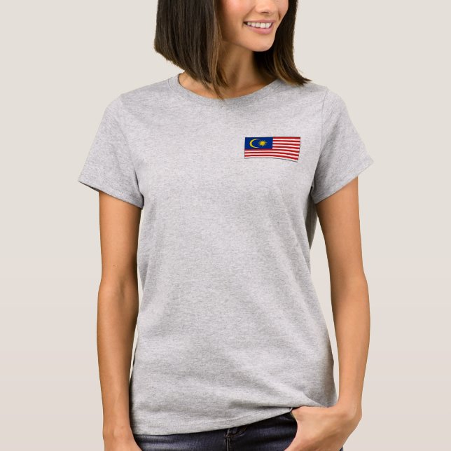 Malaysia Flag and Map dk T-Shirt (Front)
