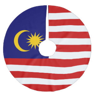 Malaysia flag brushed polyester tree skirt