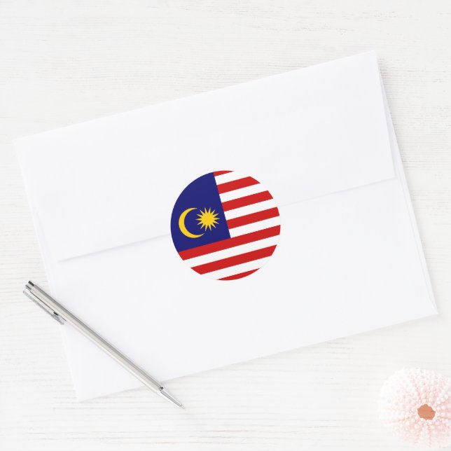 Malaysia flag classic round sticker (Envelope)