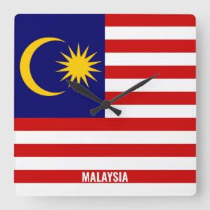 Malaysia Flag Dazzling Patriotic Square Wall Clock