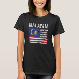 Malaysia Flag Distressed Men Women Kids Malaysian  T-Shirt