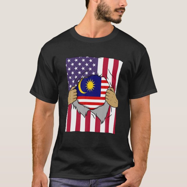 Malaysia Flag Inside Me Home Pride Malaysian Ameri T-Shirt (Front)