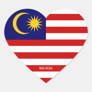 Malaysia Flag Patriotic Heart Sticker