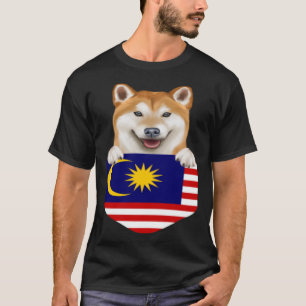 Malaysia Flag Shiba Inu Dog In Pocket T-Shirt