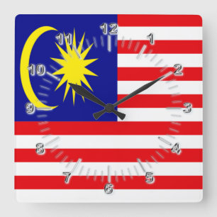 Malaysia flag square wall clock