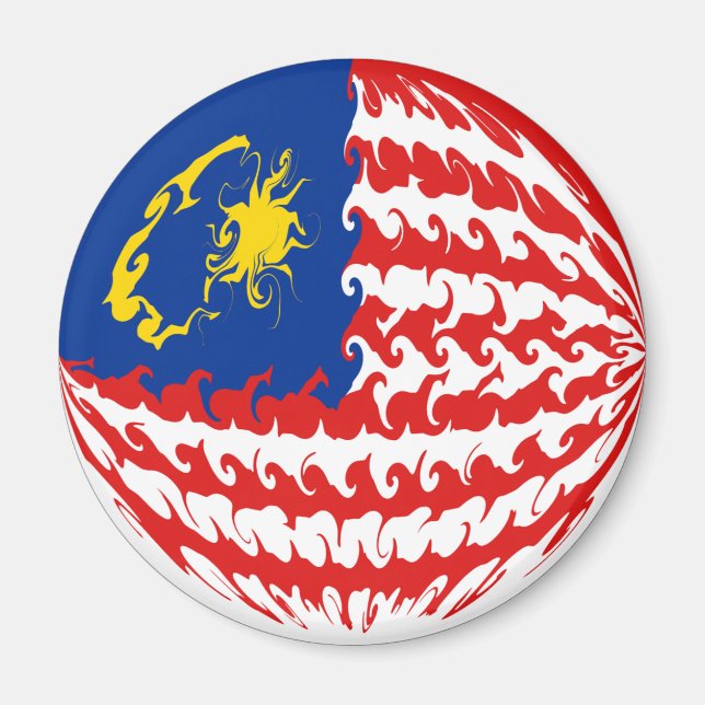 Malaysia Gnarly Flag Magnet (Front)