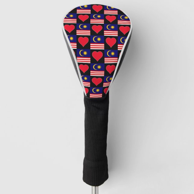 Malaysia Golf Lover Heart Pattern Malaysian Flag Head Cover (Front)