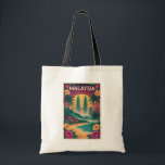Malaysia Landscape Illustration Travel Art Vintage Tote Bag<br><div class="desc">Malaysia retro vector travel design. From Kuala Lumpur’s skyline and the cultural charm of Penang to the pristine beaches of Langkawi and wildlife-rich Borneo,  Malaysia offers an unforgettable mix of nature,  culture,  and adventure.</div>