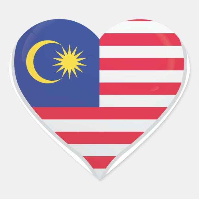 Malaysia love flag pride heart sticker (Front)
