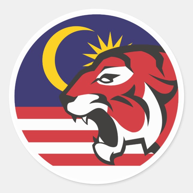 Malaysia Malayan Tiger Malaysian National Animal Classic Round Sticker (Front)