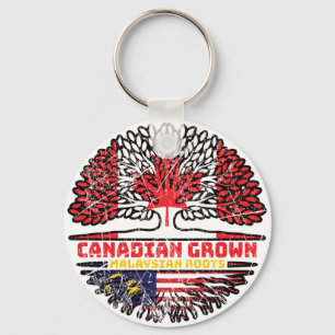 Malaysia Malaysian Canadian Canada Tree Roots Flag Key Ring