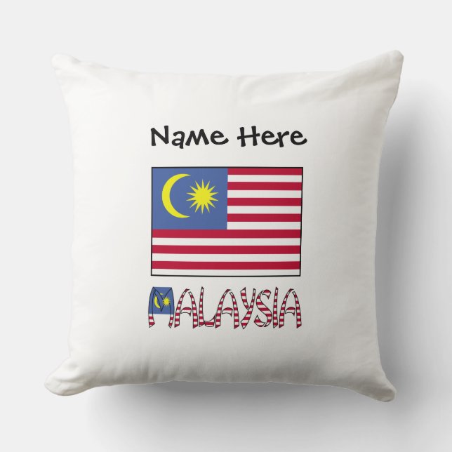 Malaysia Malaysian Flag Black Personalisation  Cushion (Front)