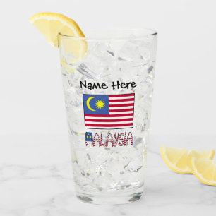 Malaysia Malaysian Flag Black Personalisation  Glass
