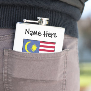Malaysia Malaysian Flag Black Personalisation Hip Flask