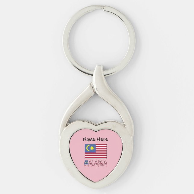 Malaysia Malaysian Flag Black Personalisation  Key Ring (Front)