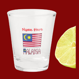 Malaysia Malaysian Flag Red Personalised Shot Glass