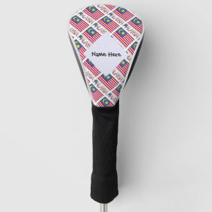 Malaysia Malaysian Flag Tiled Black Personalizatio Golf Head Cover