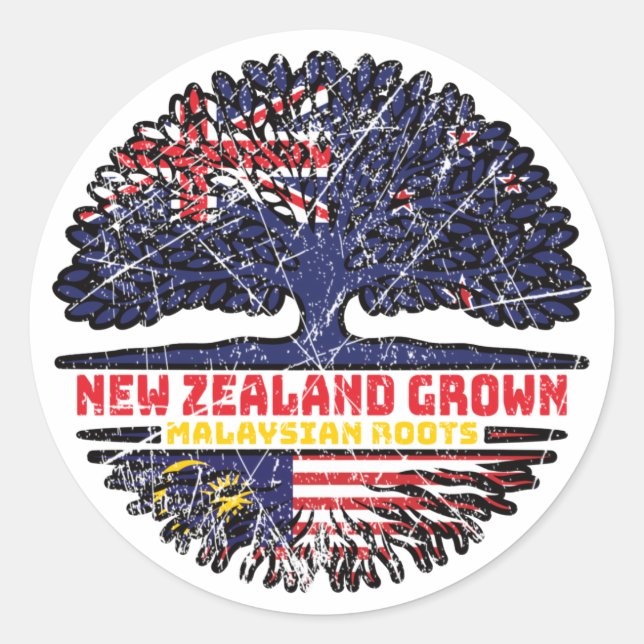 Malaysia Malaysian New Zealander New Zealand Tree Classic Round Sticker (Front)