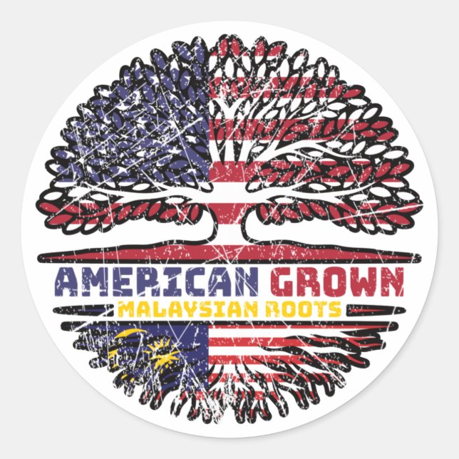 Malaysia Malaysian US American USA United States Classic Round Sticker (Front)