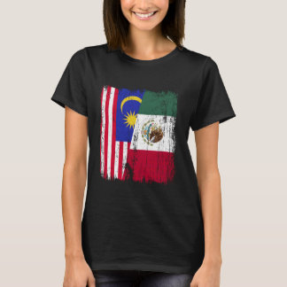 Malaysia Mexico Half Flag Malaysian Mexican Herita T-Shirt