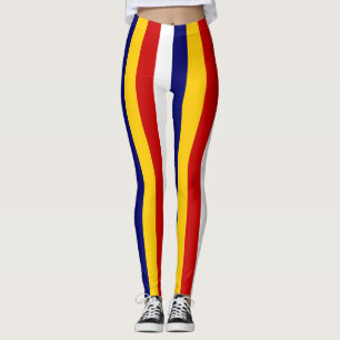 Malaysia National Flag Colours Vertical Striped Leggings