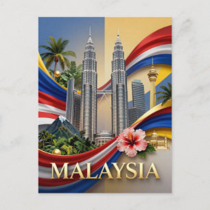 Malaysia National Flag Kuala Lumpur Heritage Postcard