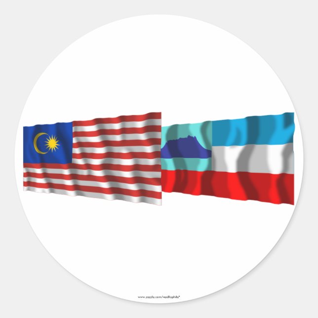 Malaysia & Sabah waving flags Classic Round Sticker (Front)