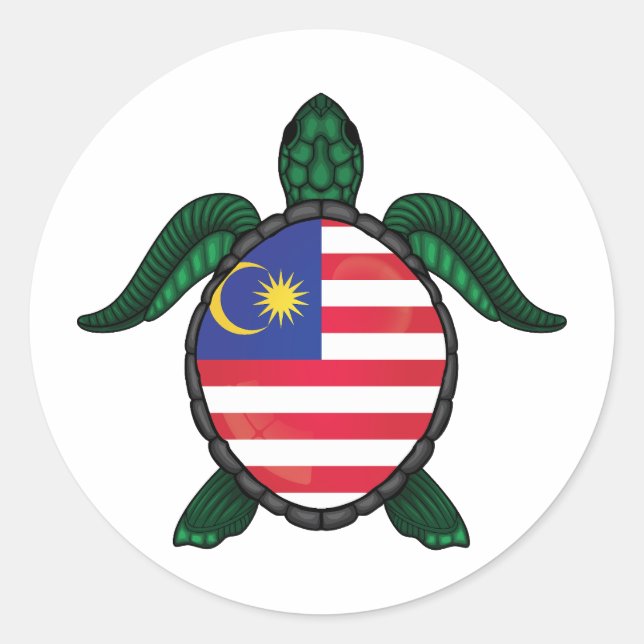 Malaysia sea turtle flag classic round sticker (Front)